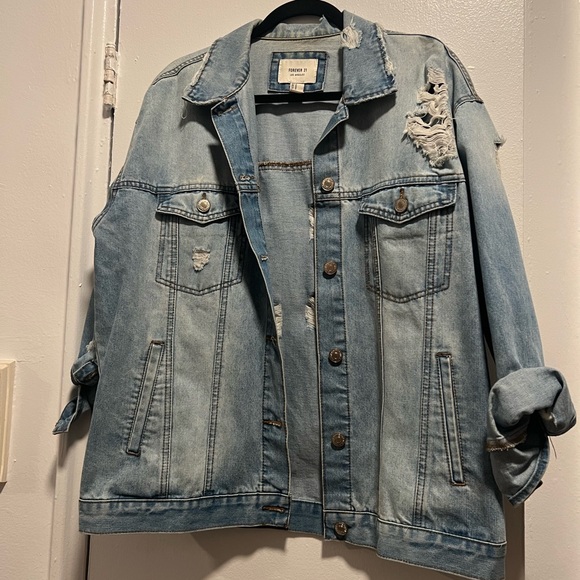 Ripped Light Washed Denim Jacket - Picture 3 of 3